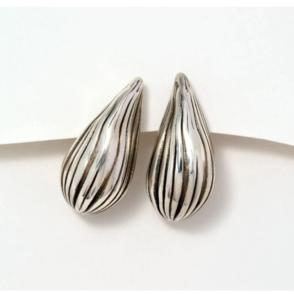 Or Paz Sterling Silver Bumby Textured Teardrop Stud Earrings New In Box